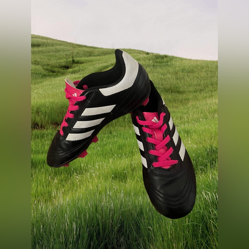 adidas Kids Black Sneakers with Pink and White Accents